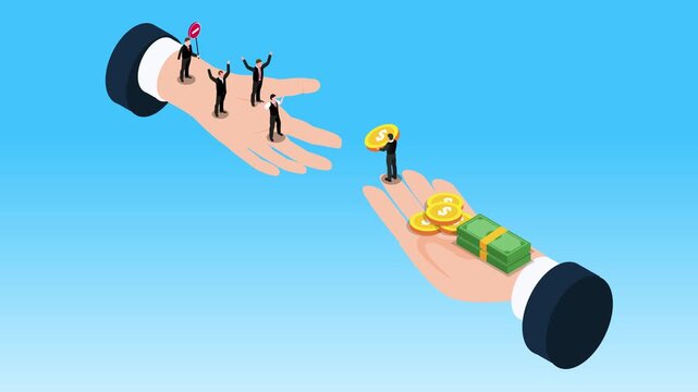 Hand Holding Magnifying Glass Analyzing Hidden Fees Text for Financial Transparency Concept 3d animation cartoon