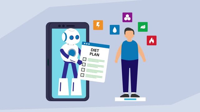AI Diet Assistant and Personalized Nutrition Plan cartoon animation