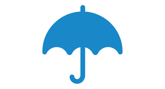 Blue Umbrella Icon Symbol.