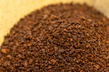 コーヒーの粉にクローズアップ