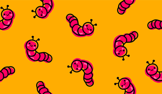 Cute caterpillar pattern background vector design