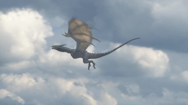 Realistic Dragon flying in the sky.