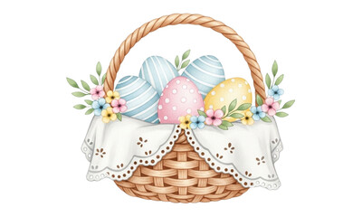 basket with easter eggs
