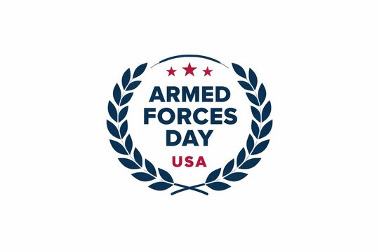 Armed forces day emblem featuring laurel wreath and stars, USA, background