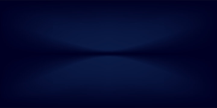 Blue navy studio room. Limbo dark background. Abstract 3d backdrop for product presentation. Minimal wall scene. Showcase, promotion display. Vector stage mockup illustration