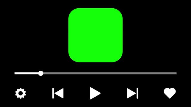 Audio music timeline bar with album cover animation on transparent background, Video music multimedia player with alpha channel, Thirty second videotimeline progress bar