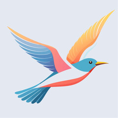 Fototapeta premium Stylized illustration of a colorful bird in flight against a soft background