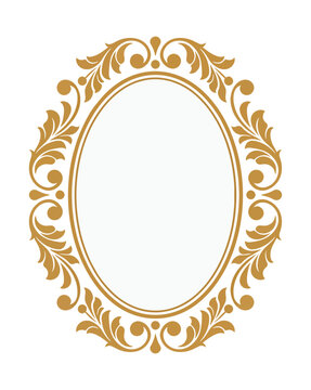 Elegant decorative oval frame design with floral elements vector illustration