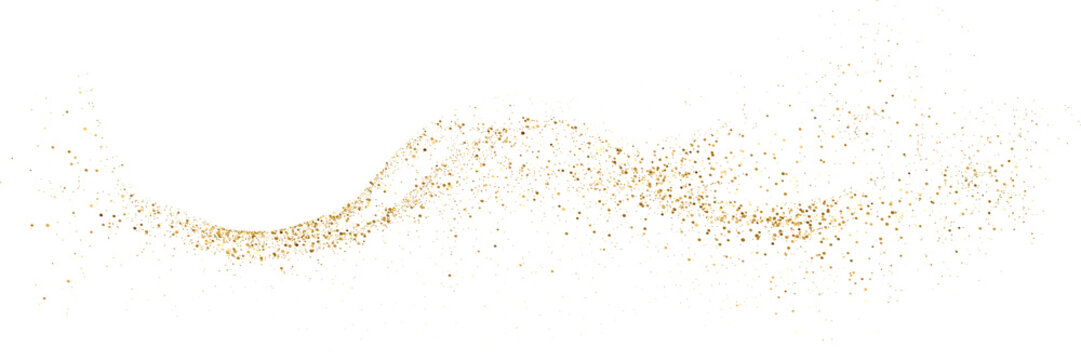 Shiny Gold Glitter design element. For New Year, Merry Christmas, Birthday and Wedding greeting card and invitation. PNG Transparent background.