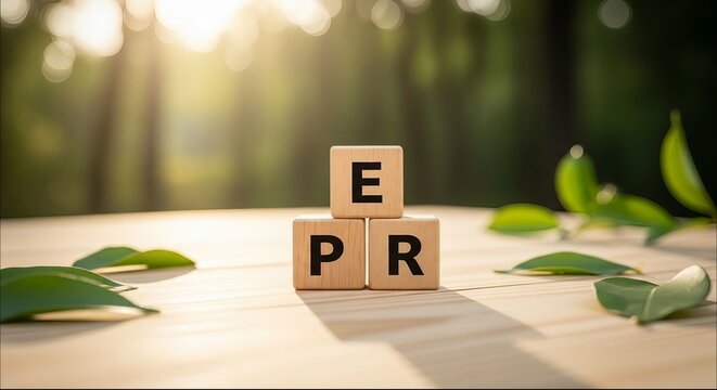 Extended producer responsibility EPR acronym on wooden blocks in nature