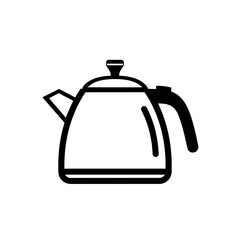 Obraz premium Simple Black and White Icon of a Kettle, Minimalist Design for Kitchenware and Beverage Themes