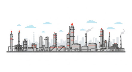 Obraz premium Industrial Factory Buildings and Towers.