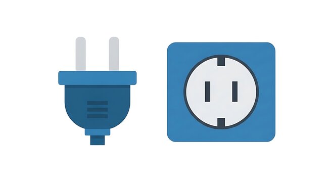 Blue Electrical Plug and Socket Illustration.