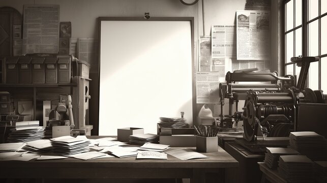 Vintage Workspace with Papers and Tools