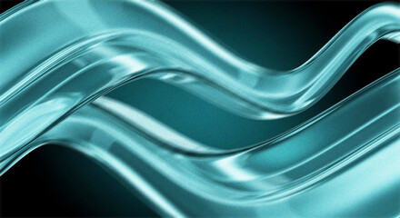 Fluid teal waves create abstract motion for design. Abstract Gradient Color Background with digital noise effect Grain noisy blurry wallpaper, 3d render.