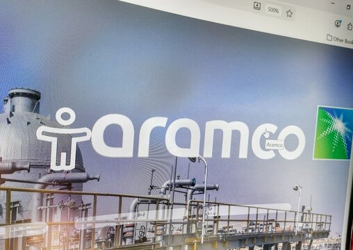 the saudi aramco website on a computer screen
