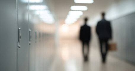 Fototapeta premium Blurred businesspeople walking in hallway