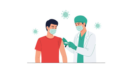 Fototapeta premium Doctor Giving Man Vaccination Injection.