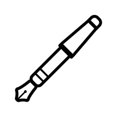 万年筆線画アイコン シンプルなアウトラインの筆記具デザイン 文房具やサインを表すベクター素材 / Fountain pen outline icon simple line stationery writing tool vector
