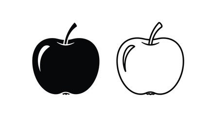 Obraz premium Two apples one solid black and one outlined presented as a silhouette