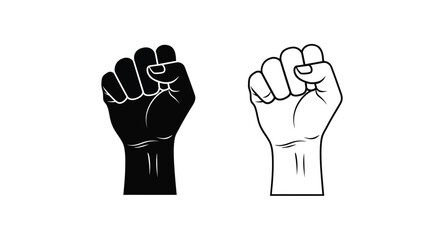 Obraz premium Two hands making fists one dark and one light in silhouette