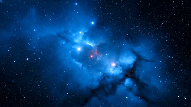 Vibrant blue nebula in deep space.