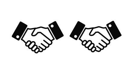 Fototapeta premium Two black handshakes depicted in a minimalist style silhouette