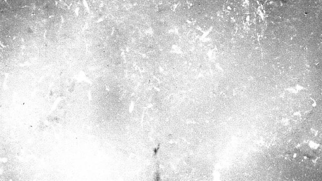 Abstract monochromatic animation of grunge photocopy paper. White texture on black background. 4K Backdrop Overlay seamless loop. Slideshow.