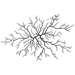 Ground crack. Black ground crack or damaged wall texture. Vector illustration