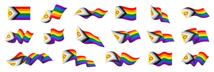 Progress pride flag set, inclusive LGBT rainbow flag icons © Auguste Lange