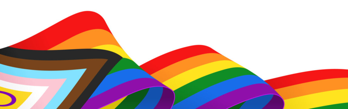 LGBTQIA flag border, inclusive progress pride background