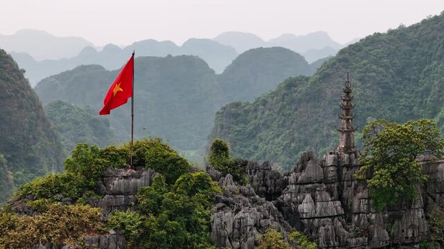 Aerial view of mua caves viewpoint in ninh binh, vietnam