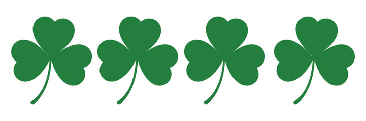 Shamrock icon, flat vector illustration of four leaf clover, Happy St. Patrick&rsquo;s Day symbol, good luck leaf for apps and website design