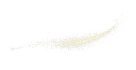 Golden comet swirl with glitter dust particles and luminous light trail PNG transparent background © KULAKOVA