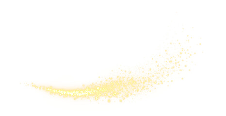Flowing glitter comet made of gold particles with luminous light trail PNG © KULAKOVA