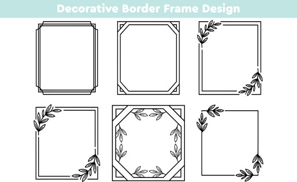 Vector set of double line octagon borders. Minimalist floral corner frames and clean geometric dividers. Elegant stationery borders for wedding cards vector illustration design