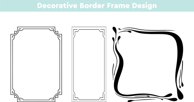 Vector set of classic notched corner borders. Abstract organic fluid ink frames and sweeping line accents. Minimalist creative layout banner collection vector illustration design