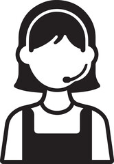 Obraz premium Hand Drawn Female Customer Service Agent Black and White Avatar Illustration in Minimal Line Art Style Design