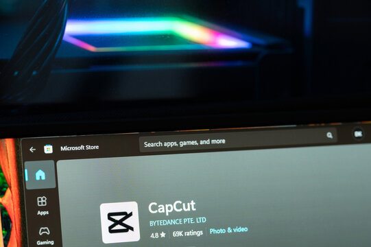 CapCut app in Microsoft store menu