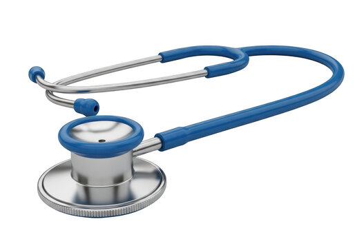 a blue and silver stethoscope on a white background