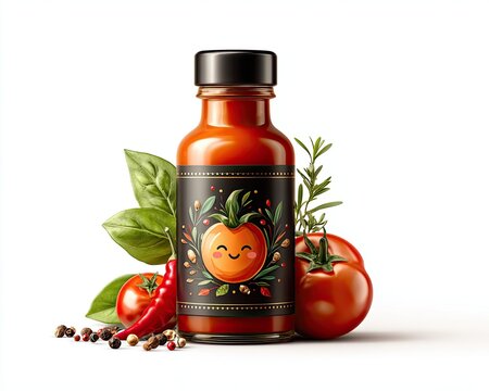 Cartoon Illustration of Hot Sauce Bottle Design
