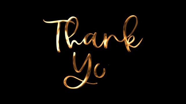 Elegant Gold "Thank You" Text on Alpa Channel Background Script Font.