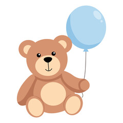 Cute teddy bear with a balloon. Vector Illustration