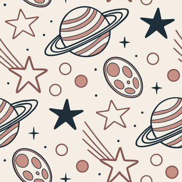 Pettern, Weltraum mit Planeten und Sternen