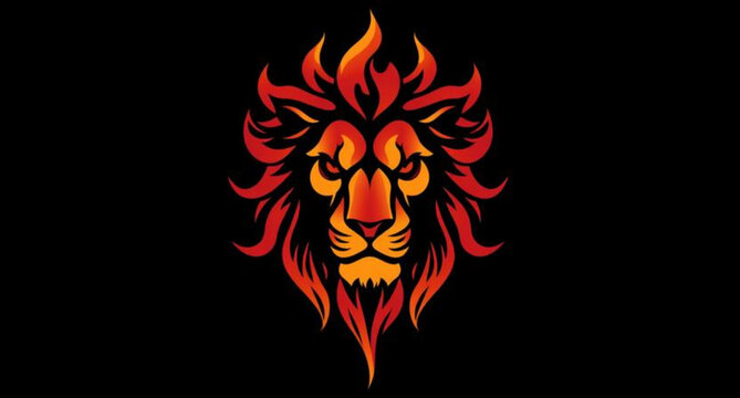 A fiery eagle tattoo design and gothic skull illustration with tribal fire flames on a black background featuring vector monster face art