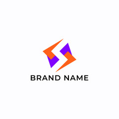 Modern Abstract Lightning Bolt Logo Icon Design with Purple and Orange Flat Color Design Vector. Dynamic Symbol Energy, Power, Speed, Innovation, and Technology. Suitable for Branding, Startups