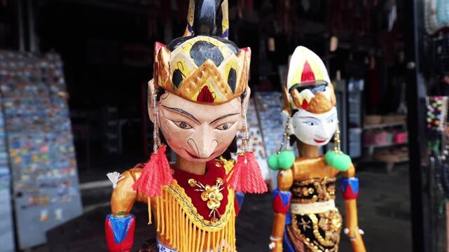  Traditional Bali puppets dolls man and woman close up