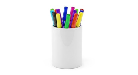 Fototapeta premium Colorful Pens in White Container.