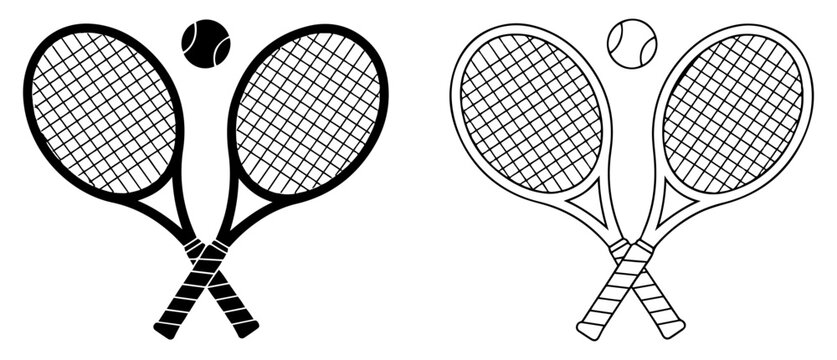 tennis racket ball icon set