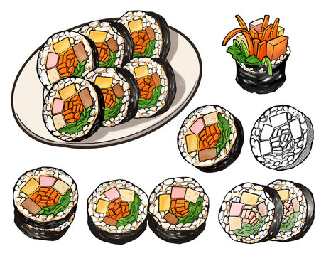 Korean street food kimbab